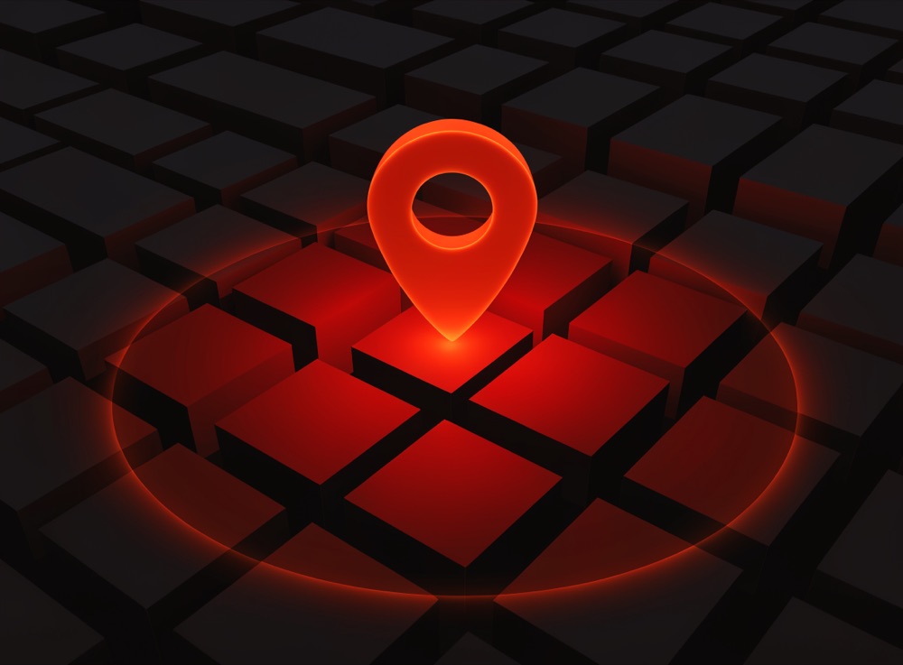 Glowing map pin claiming an exclusive city territory